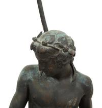 A Pair of Italian Patinated Metal Figures Mounted as a Lamps