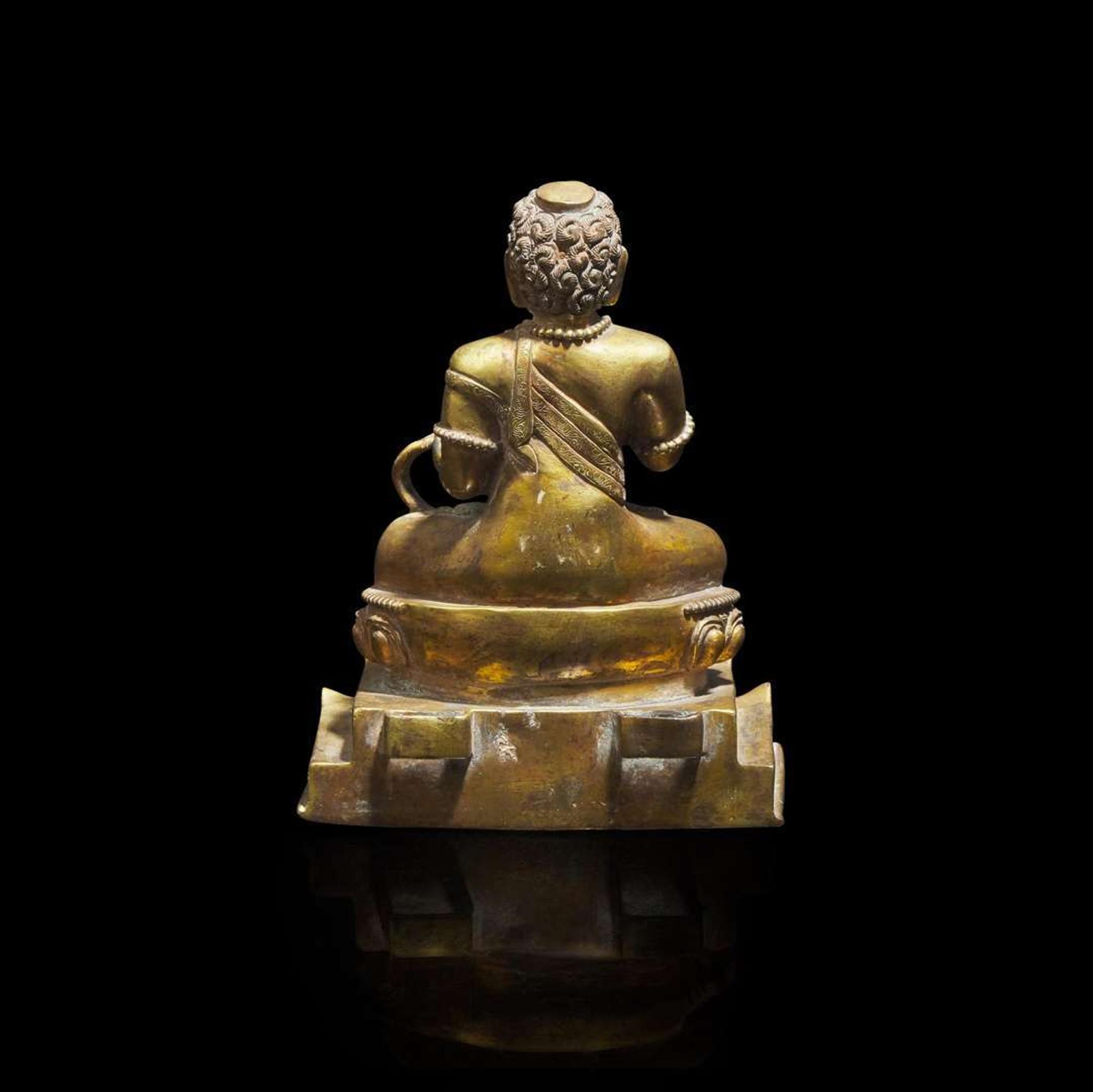 A Tibeto-Chinese style gilt copper alloy figure of Acalanathavidyaraja 藏傳佛教不動明王銅鎏金造像