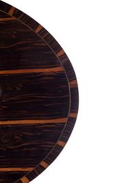 A Regency Style Macassar Ebony Oval Dining Table Top on an Associated Base