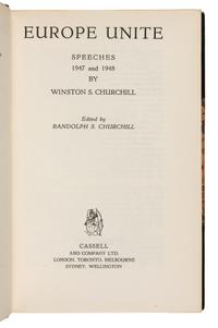 CHURCHILL, Winston Spencer (1874-1965). Europe Unite, Speeches 1947 and 1948. London: Cassell and Company Ltd., 1950.