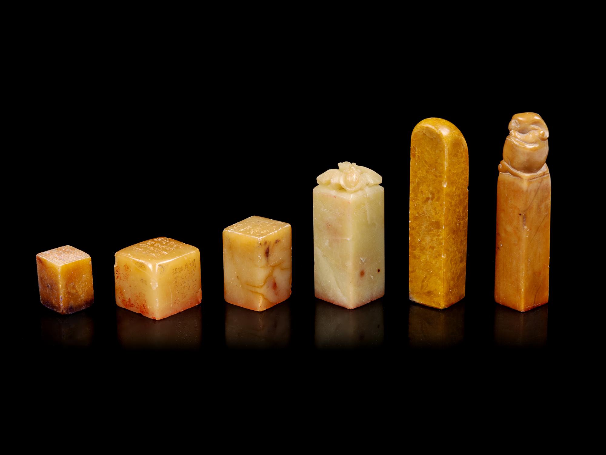 Six Chinese Soapstone Stone Seals