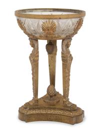 An Empire Style Gilt Bronze and Cut Glass Centerpiece Bowl