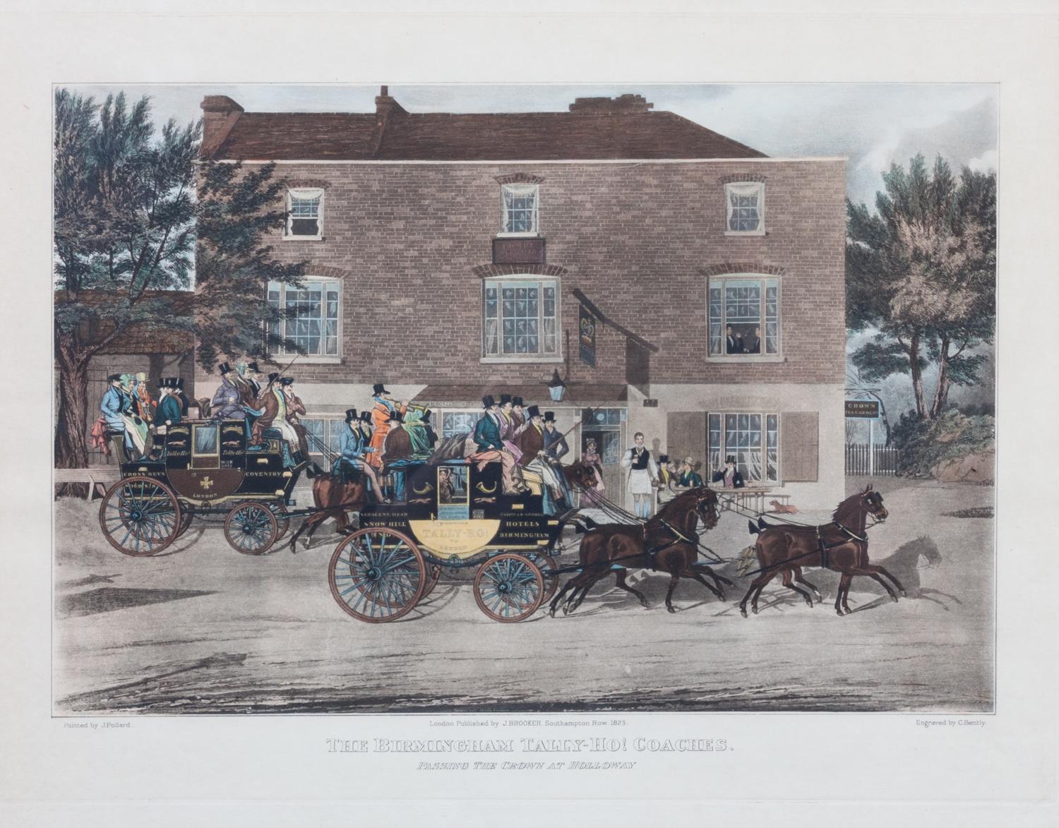 Three English Coaching Hand-colored Engravings Largest: 13 3/4 x 18 1/4 inches.