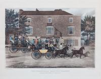 Three English Coaching Hand-colored Engravings Largest: 13 3/4 x 18 1/4 inches.