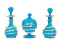 A French Opaline Glass Three-Piece Dresser Set