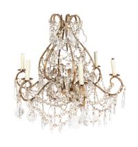 A Victorian Glass-Beaded Six-Light Chandelier