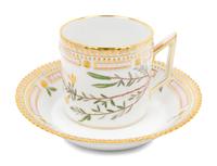 Eleven Royal Copenhagen Flora Danica Teacups and Saucers