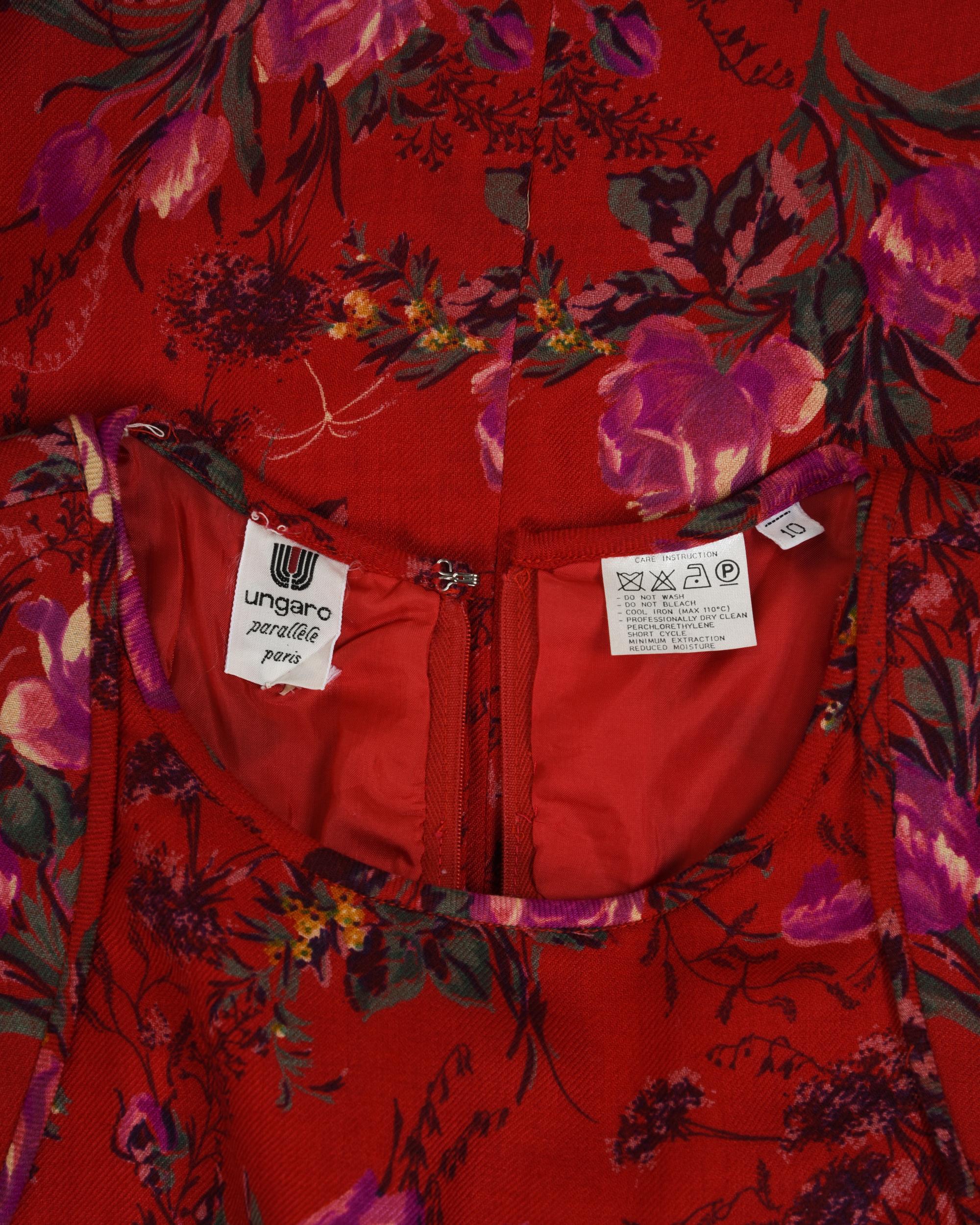 Four Emanuel Ungaro Floral Print Dresses, 1980s
