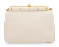 Judith Leiber White Lizard Shoulder Bag