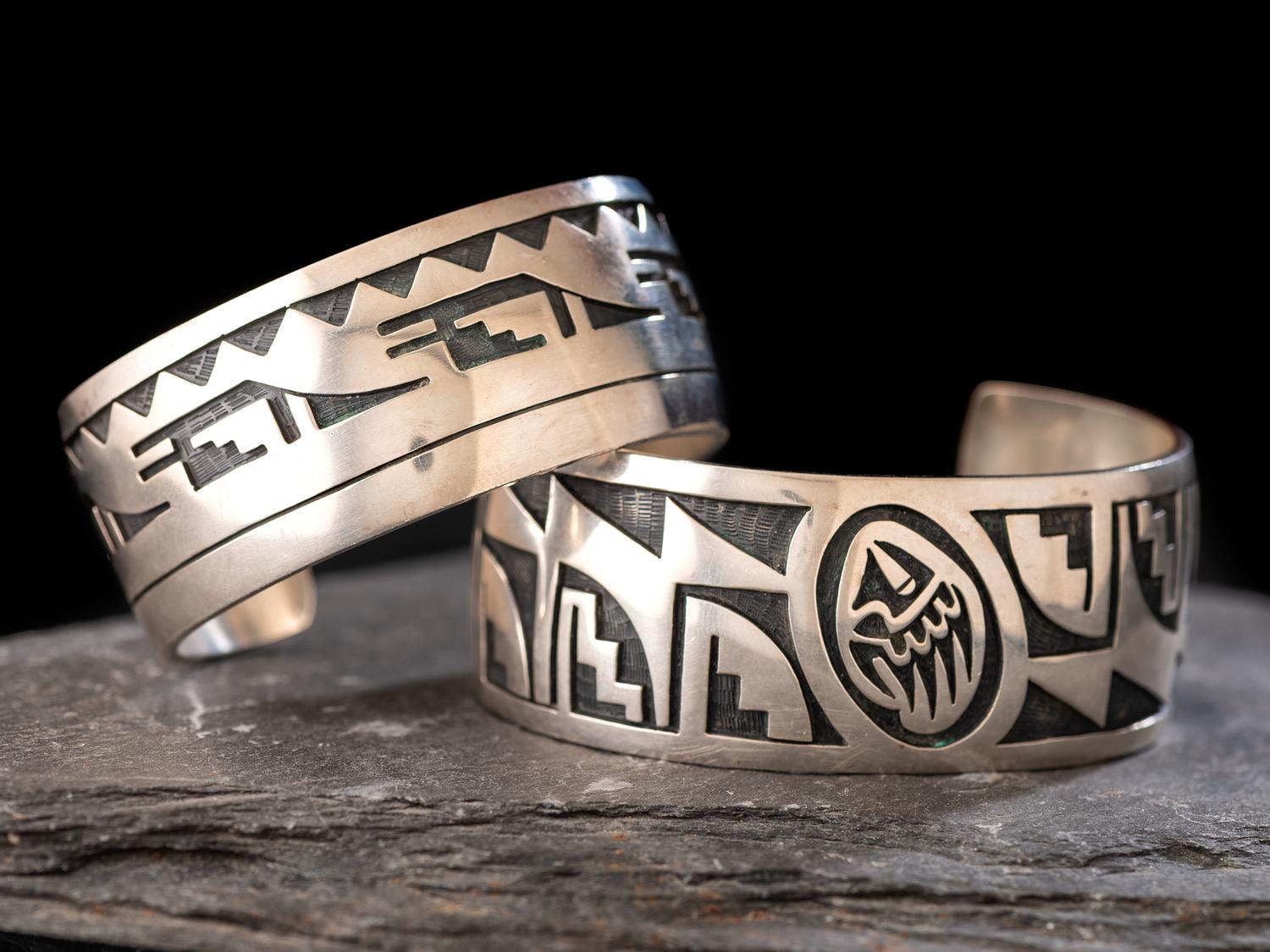 Silver Overlay Cuff Bracelets