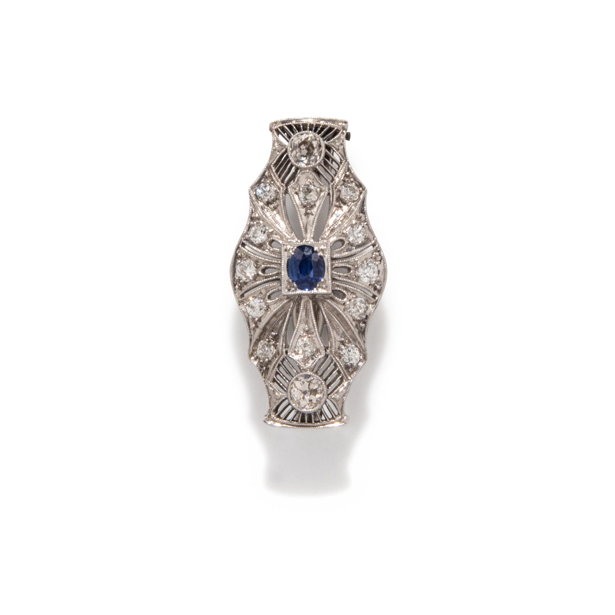 ART DECO, DIAMOND AND SAPPHIRE PENDANT BROOCH