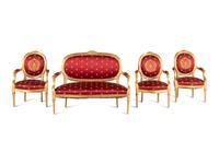 A Louis XVI Style Giltwood Four-Piece Salon Suite