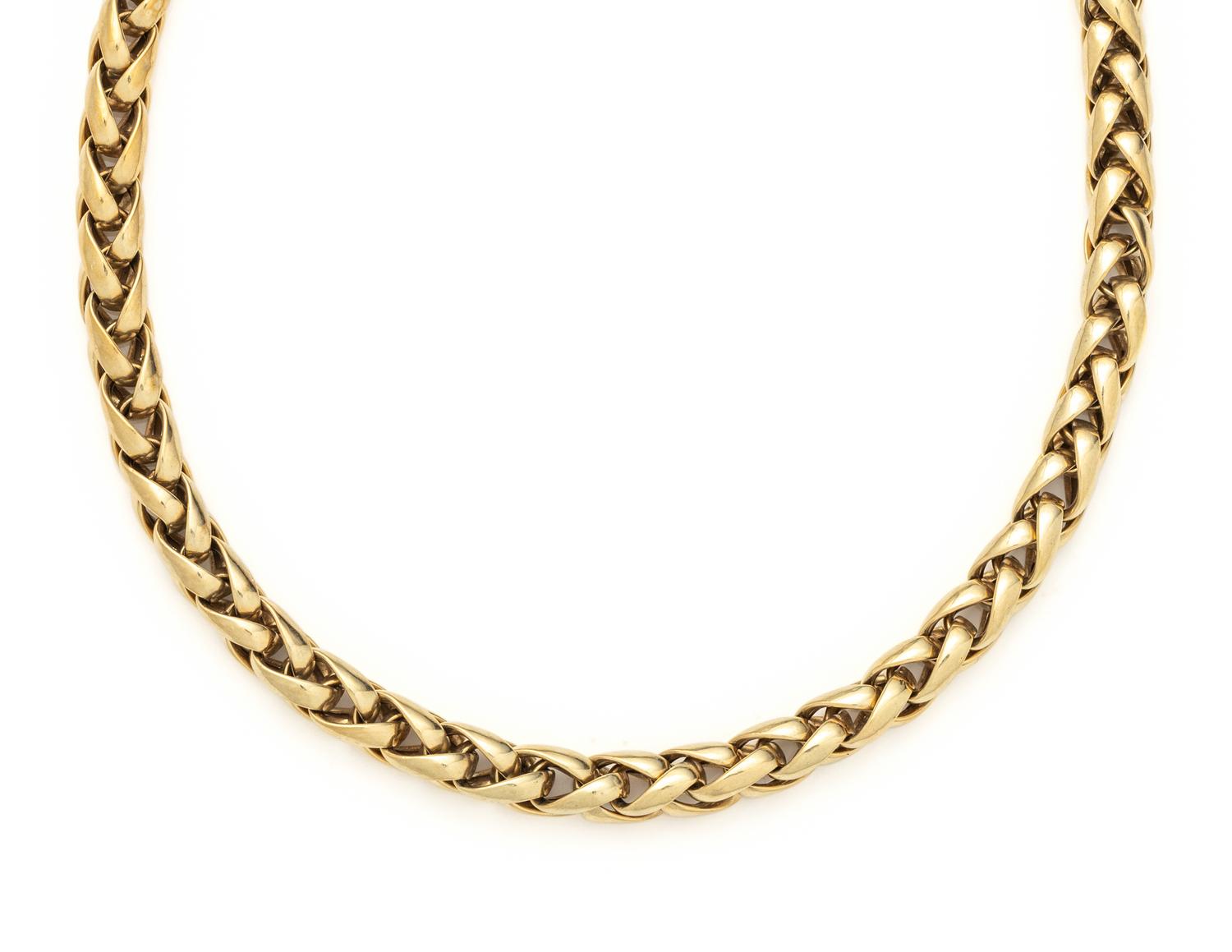 YELLOW GOLD WHEAT LINK NECKLACE