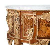 A Louis XVI Style Gilt Bronze Mounted Marquetry Marble-Top Commode After the Model by Jean-Henri Riesener — FIRST HALF 20TH CENTURY