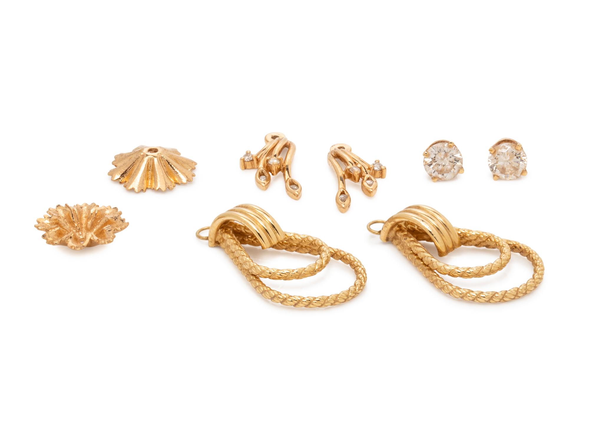 DIAMOND STUDS WITH YELLOW GOLD EARRING JACKETS