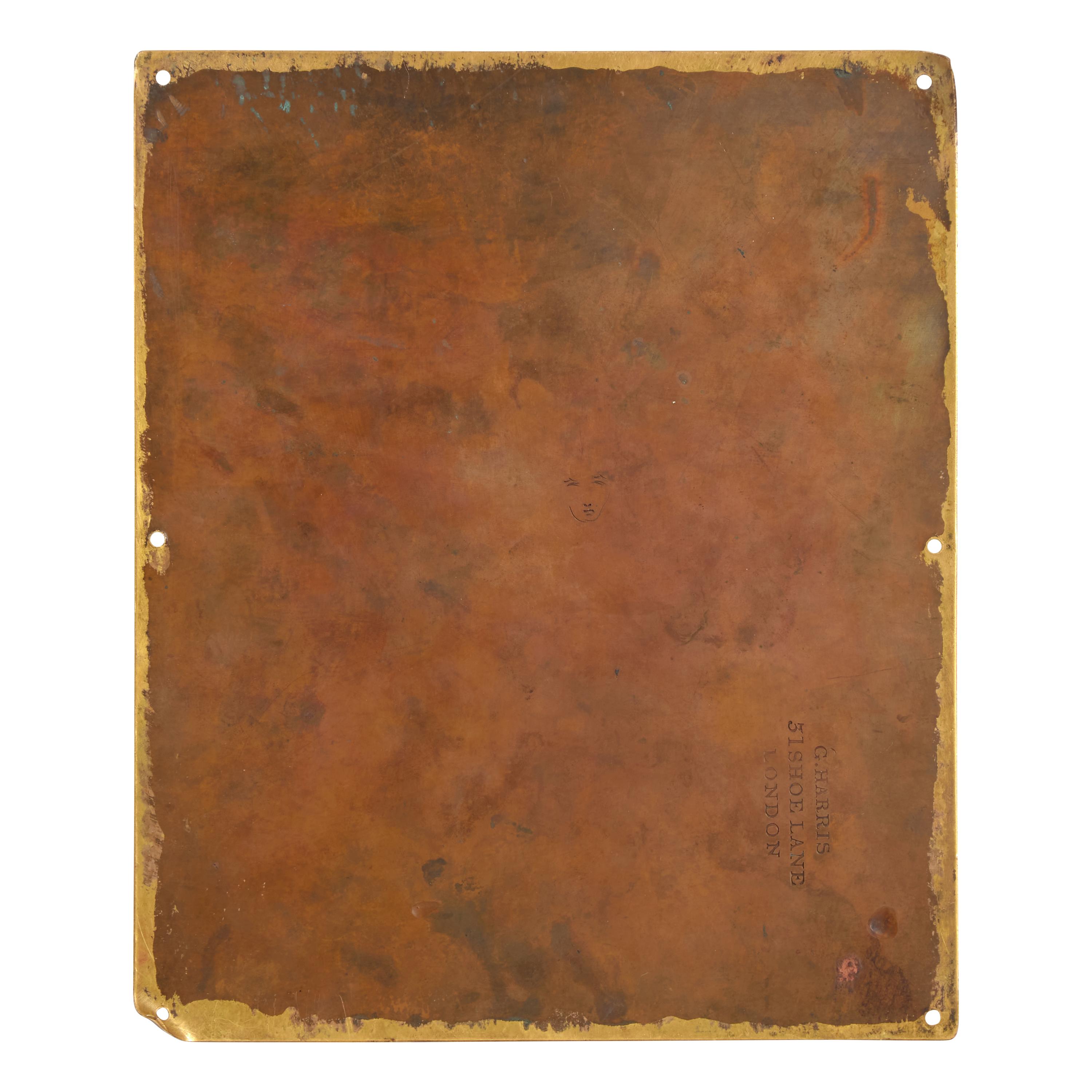 An Enameled and Engraved Heraldic Brass Stall Plate for British General George Baron Harris (1746-1829)