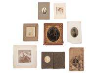 [EARLY PHOTOGRAPHY]. Large collection of mostly paper photographs incl. cabinet cards, CDVs, etc.