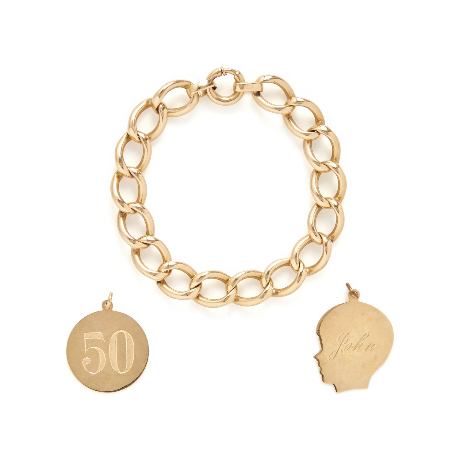 YELLOW GOLD BRACELET AND CHARMS
