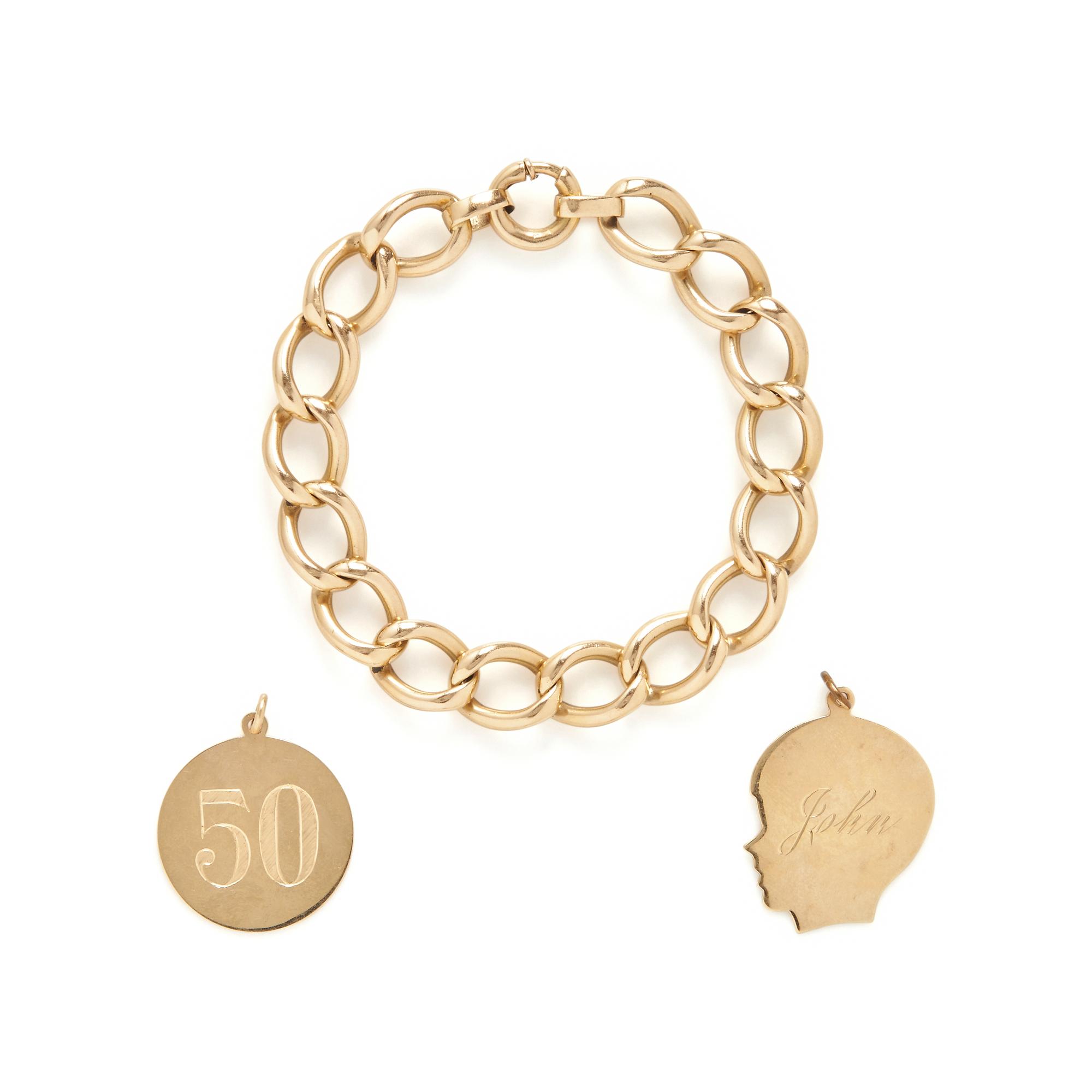 YELLOW GOLD BRACELET AND CHARMS