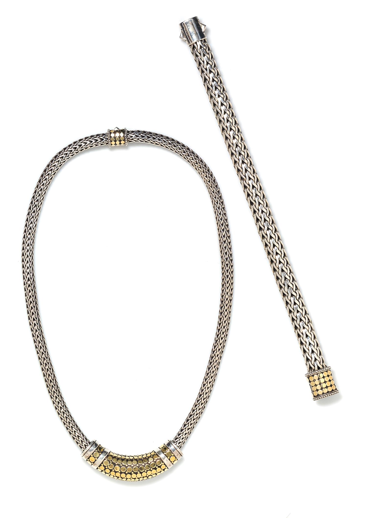 A Collection of Sterling Silver and 18 Karat Yellow Gold "Dot" Jewelry, John Hardy, 99.60 dwts.