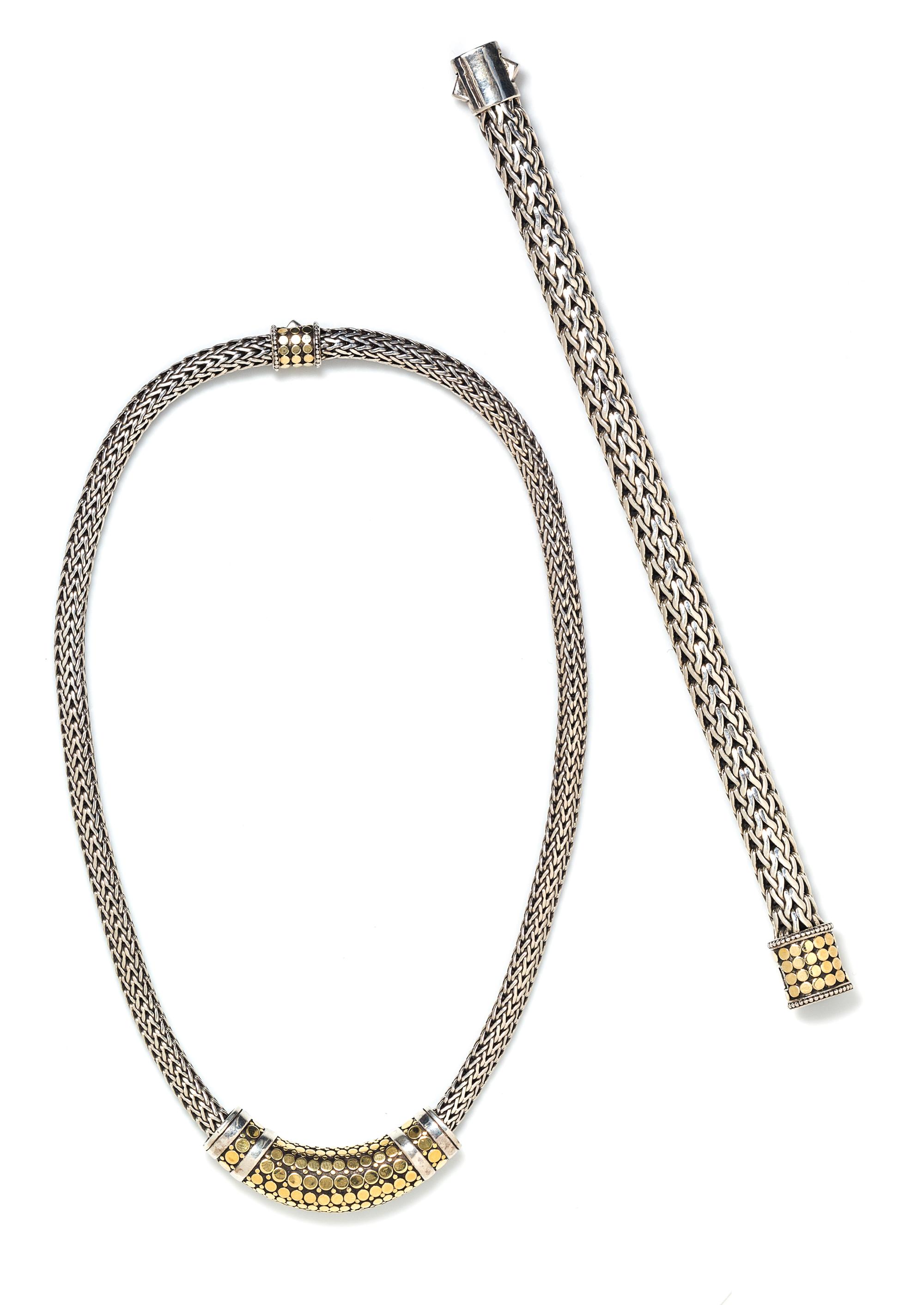 A Collection of Sterling Silver and 18 Karat Yellow Gold "Dot" Jewelry, John Hardy, 99.60 dwts.