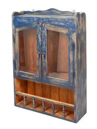 A Rustic Hanging Cabinet in Old Blue Paint