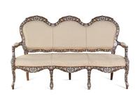 A Syrian Mother-of-Pearl and Metal Inlaid Walnut Settee