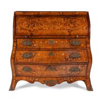A Dutch Walnut and Marquetry Cylinder Bureau
