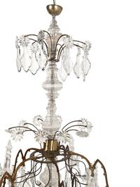 A Continental Brass and Cut Glass Twenty-Light Chandelier
