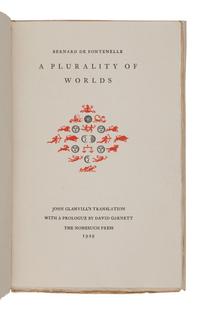 [FINE PRESS & LIVRE D'ARTISTE]. -- [NONESUCH PRESS]. FONTENELLE, Bernard le Bovier de (1657-1757). A Plurality of Worlds . London: The Nonesuch Press, 1929.
