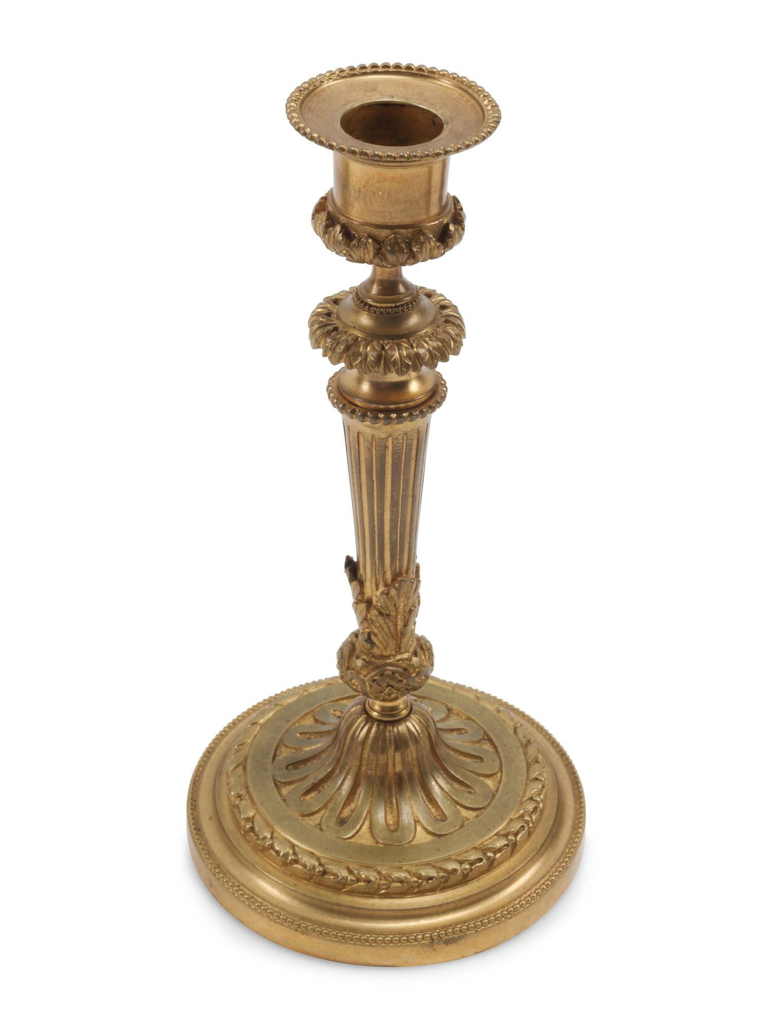 Three Pairs of French Gilt Bronze Candlesticks