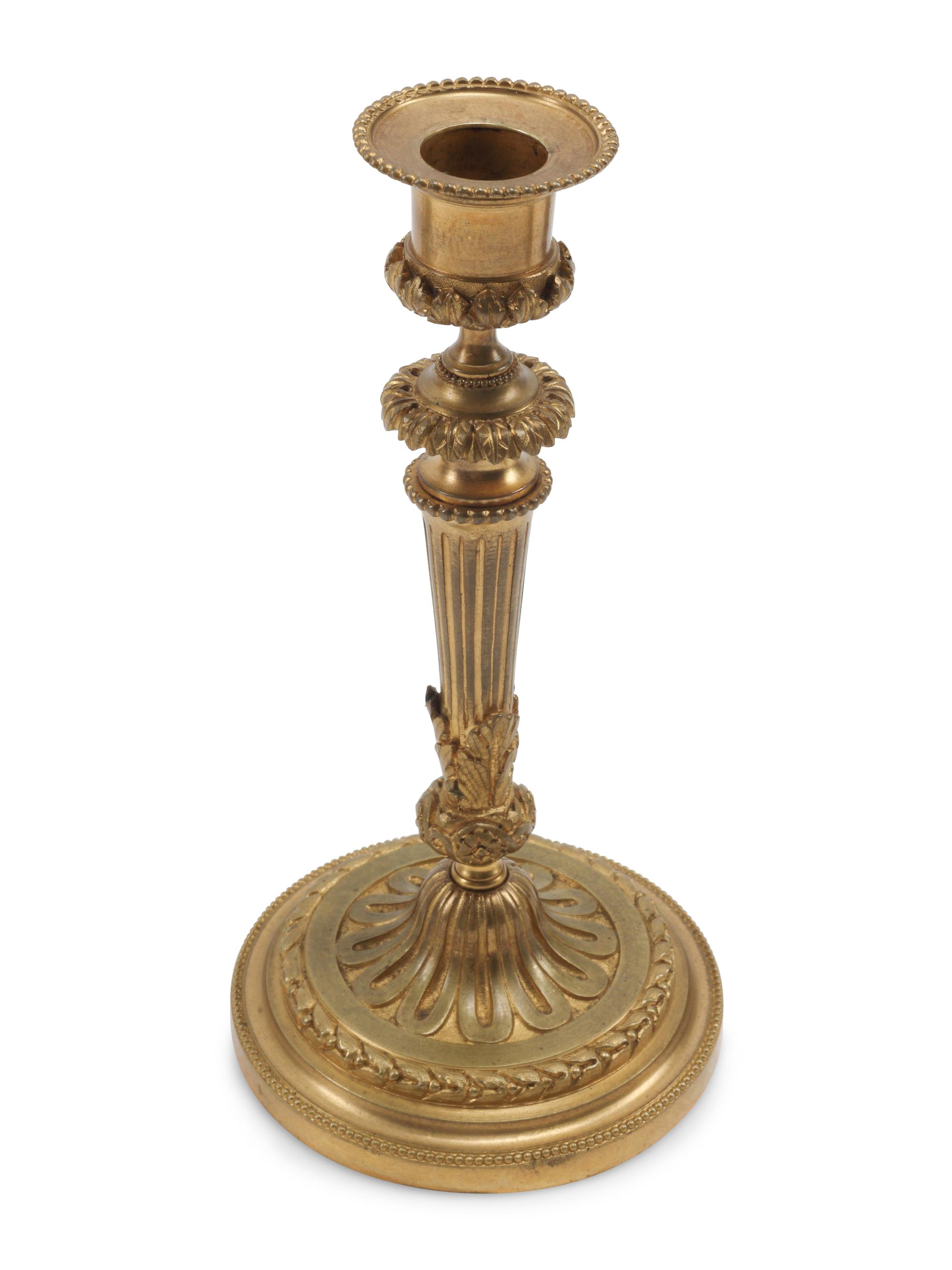 Three Pairs of French Gilt Bronze Candlesticks