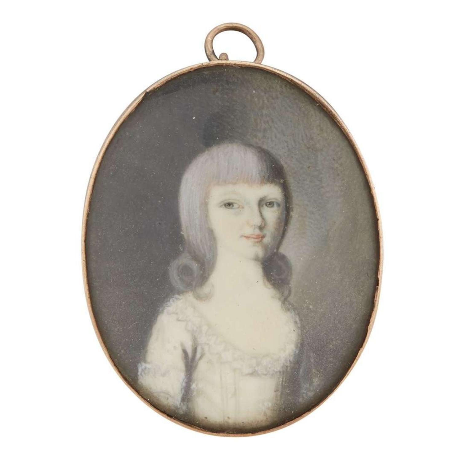 Attributed to William Verstille (1757-1803) Portrait miniature of a young girl