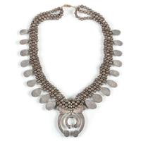 Navajo Silver and Turquoise Squash Blossom Necklace