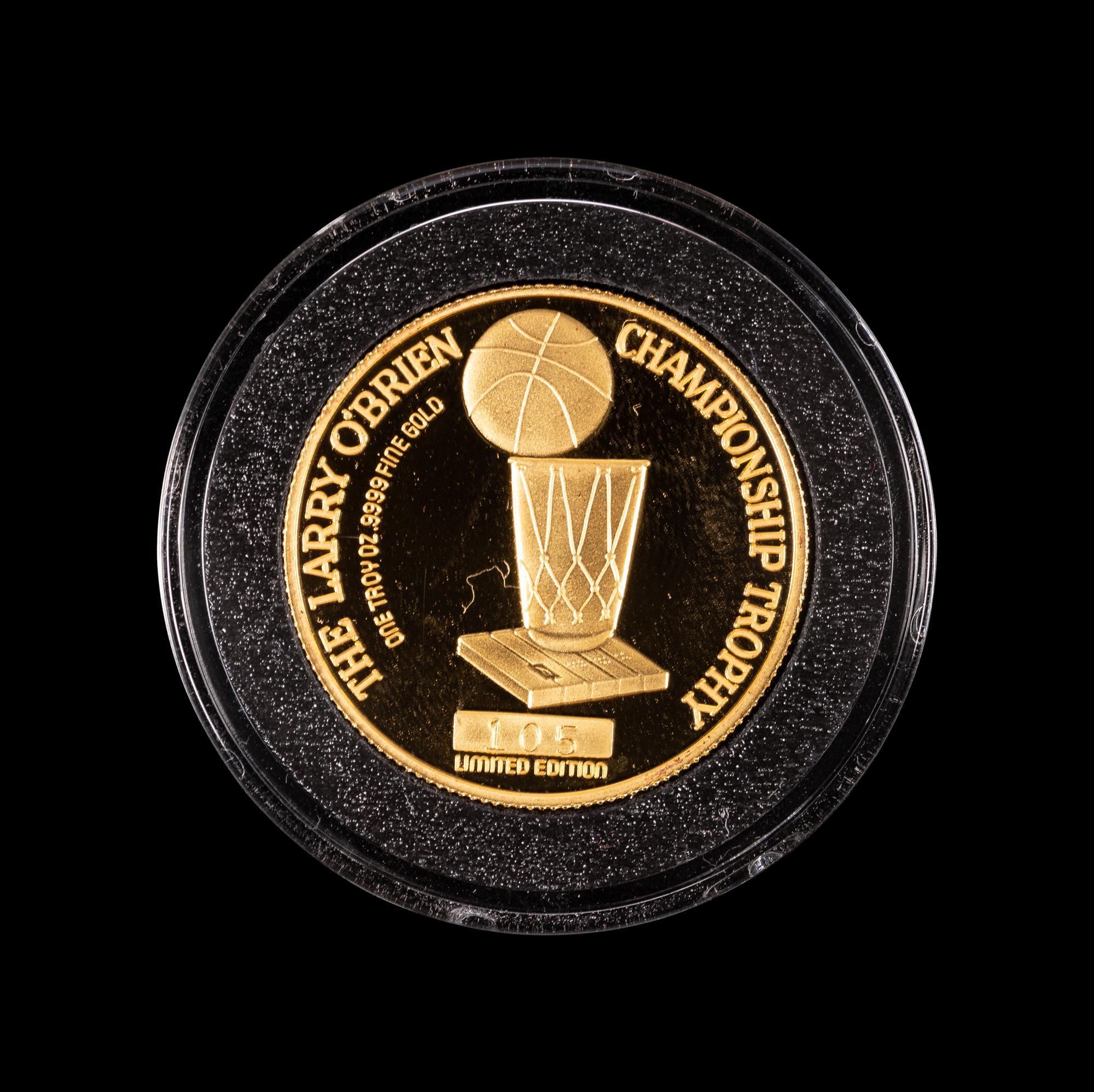 A 1993 Chicago Bulls Larry O'Brien Championship Trophy .9999 Troy Ounce Gold Coin
