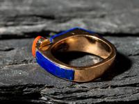 18K Gold, Lapis, and Coral Ring