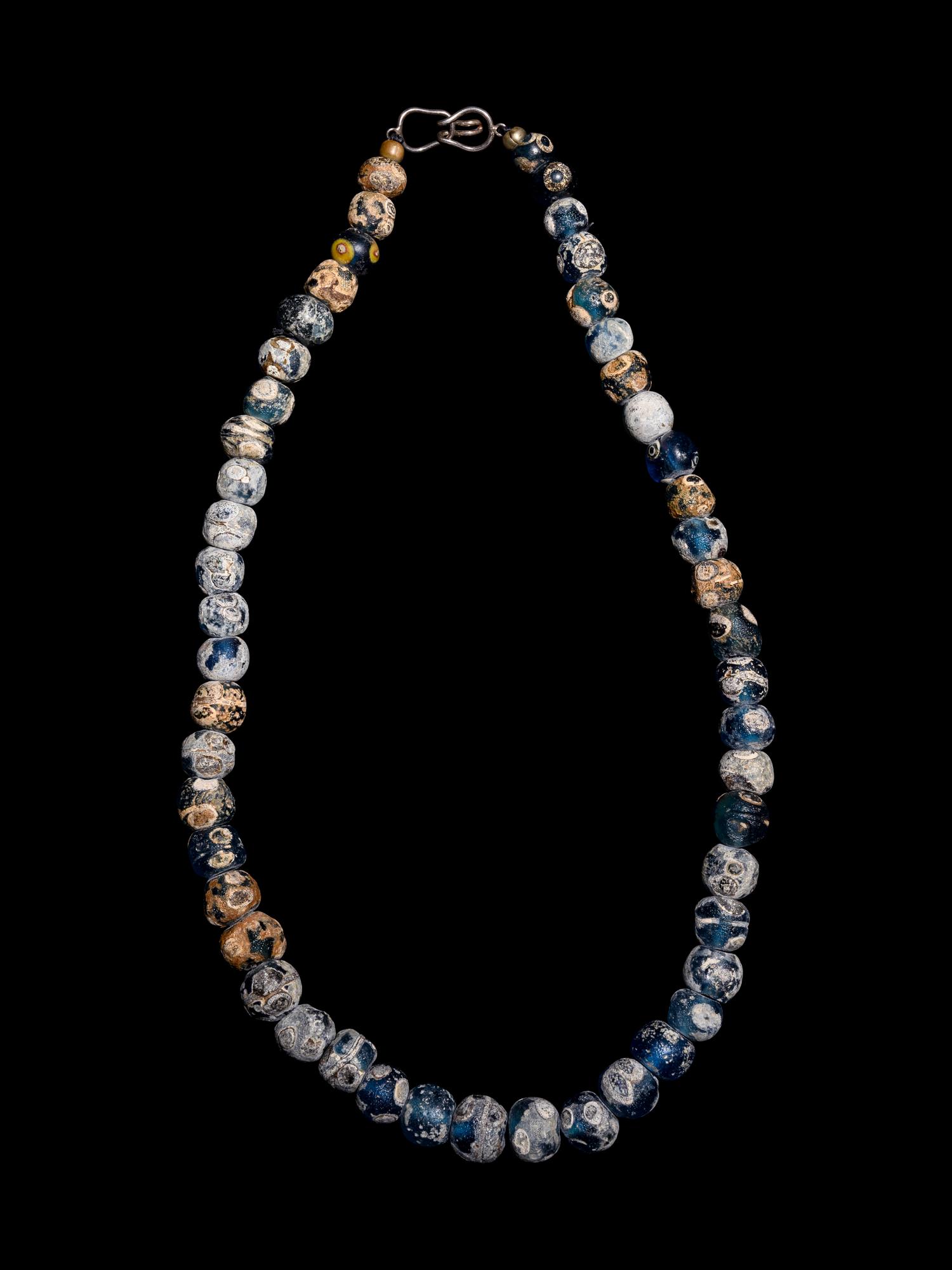 A Roman Blue Glass Necklace with Eye Beads