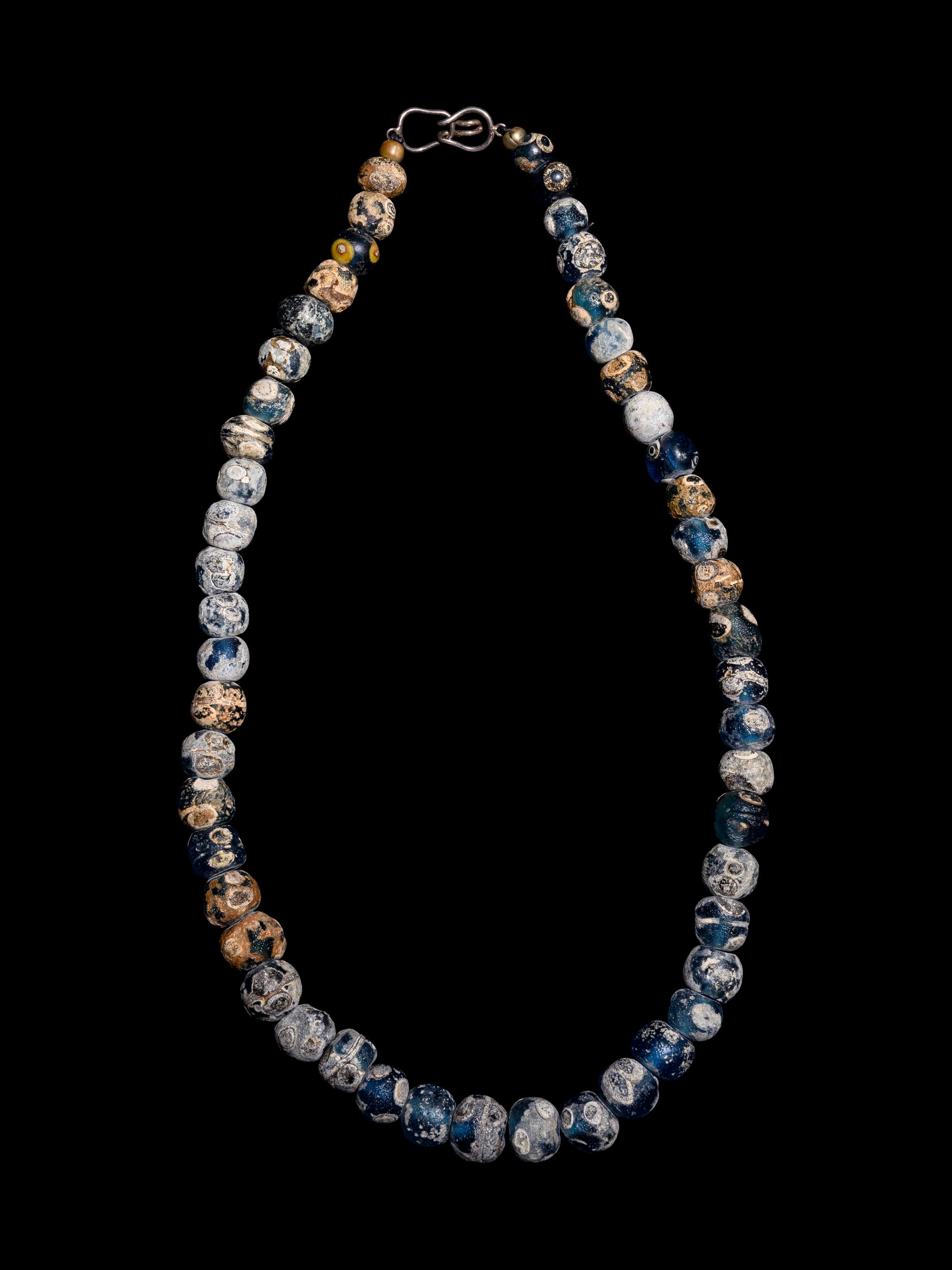 A Roman Blue Glass Necklace with Eye Beads