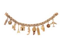 YELLOW GOLD TRAVEL CHARM BRACELET
