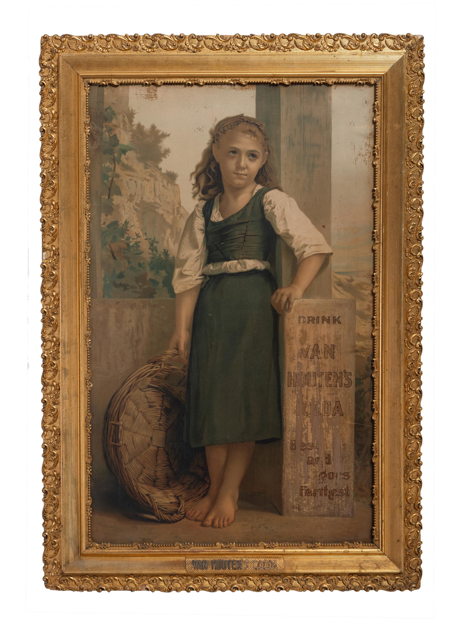 A Van Houten’s Cocoa Cardboard Advertisement After Bouguereau