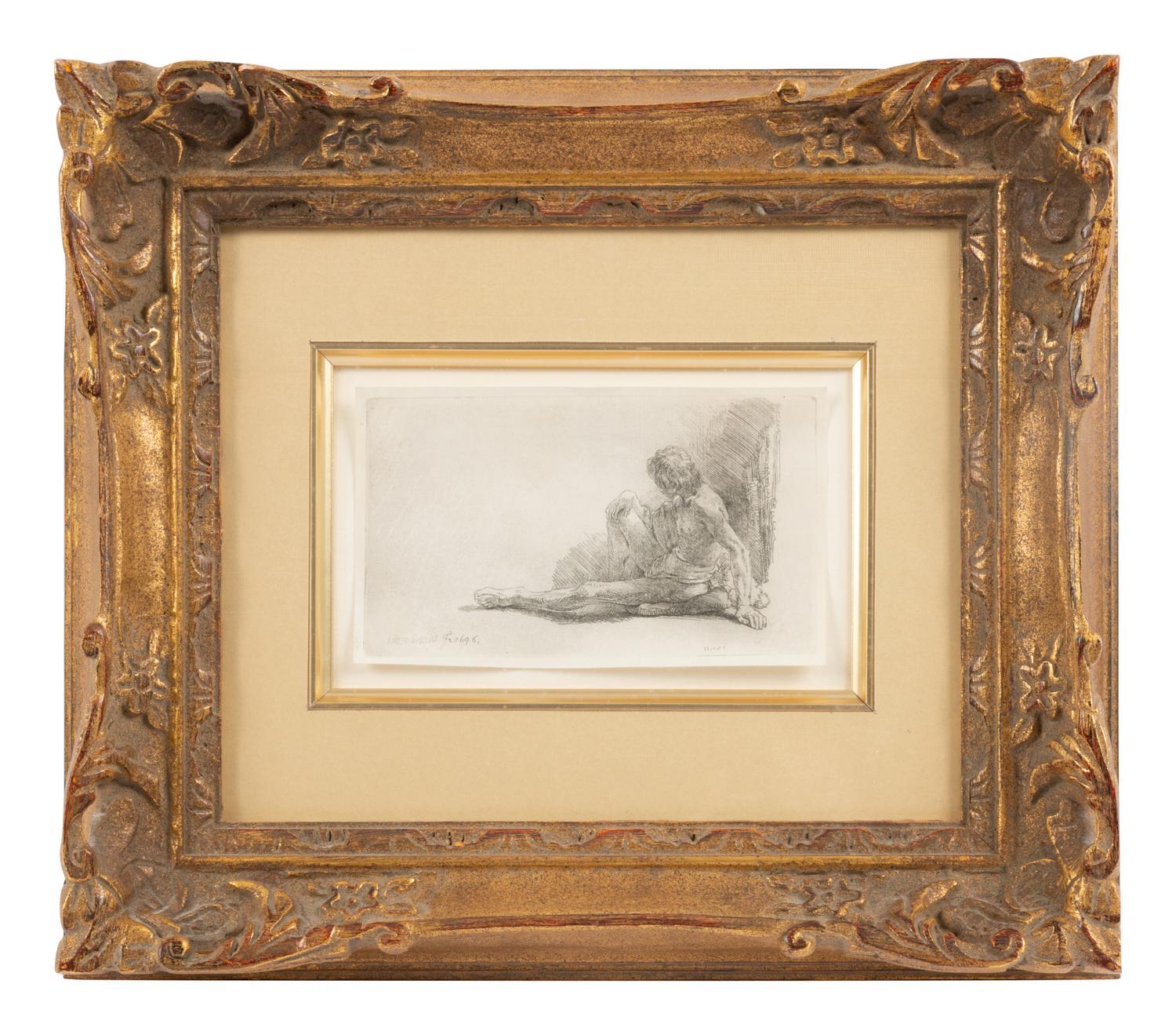 Nude Man Seated on the Ground with one Leg Extended