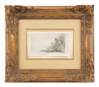 Nude Man Seated on the Ground with one Leg Extended