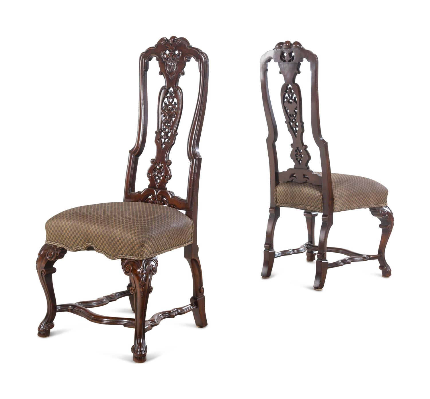 A Set of Ten Baroque Style Walnut Dining Chairs