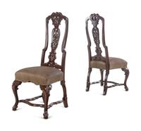 A Set of Ten Baroque Style Walnut Dining Chairs