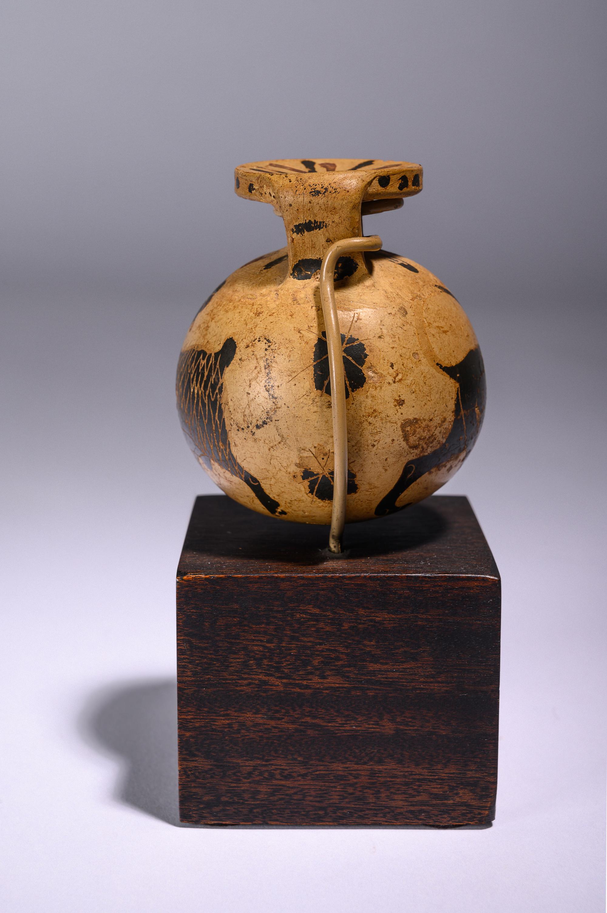 Two Corinthian Black-Figured Vessels: An Aryballos and An Alabastron