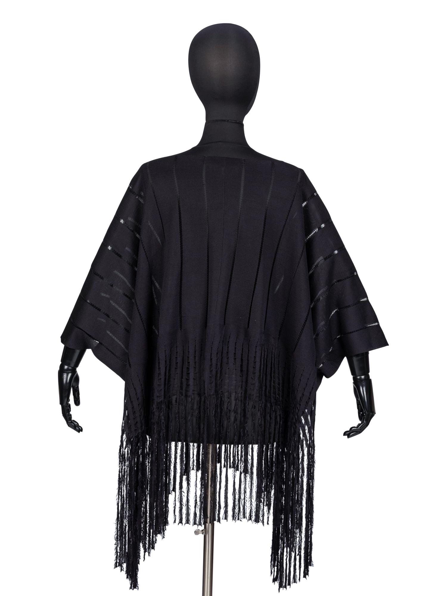 Yves Saint Laurent, Black Fringed Silk Poncho