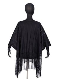 Yves Saint Laurent, Black Fringed Silk Poncho