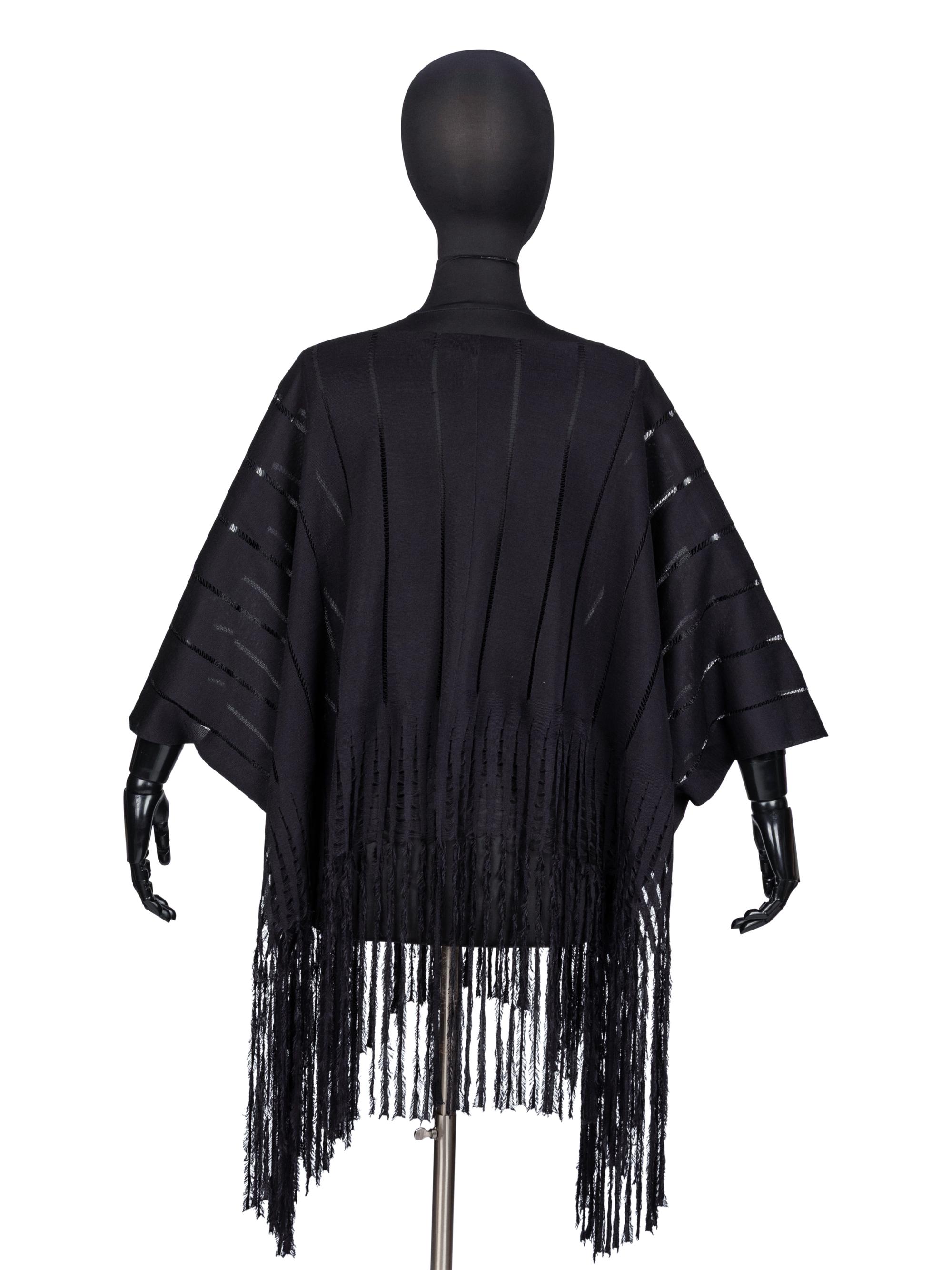 Yves Saint Laurent, Black Fringed Silk Poncho