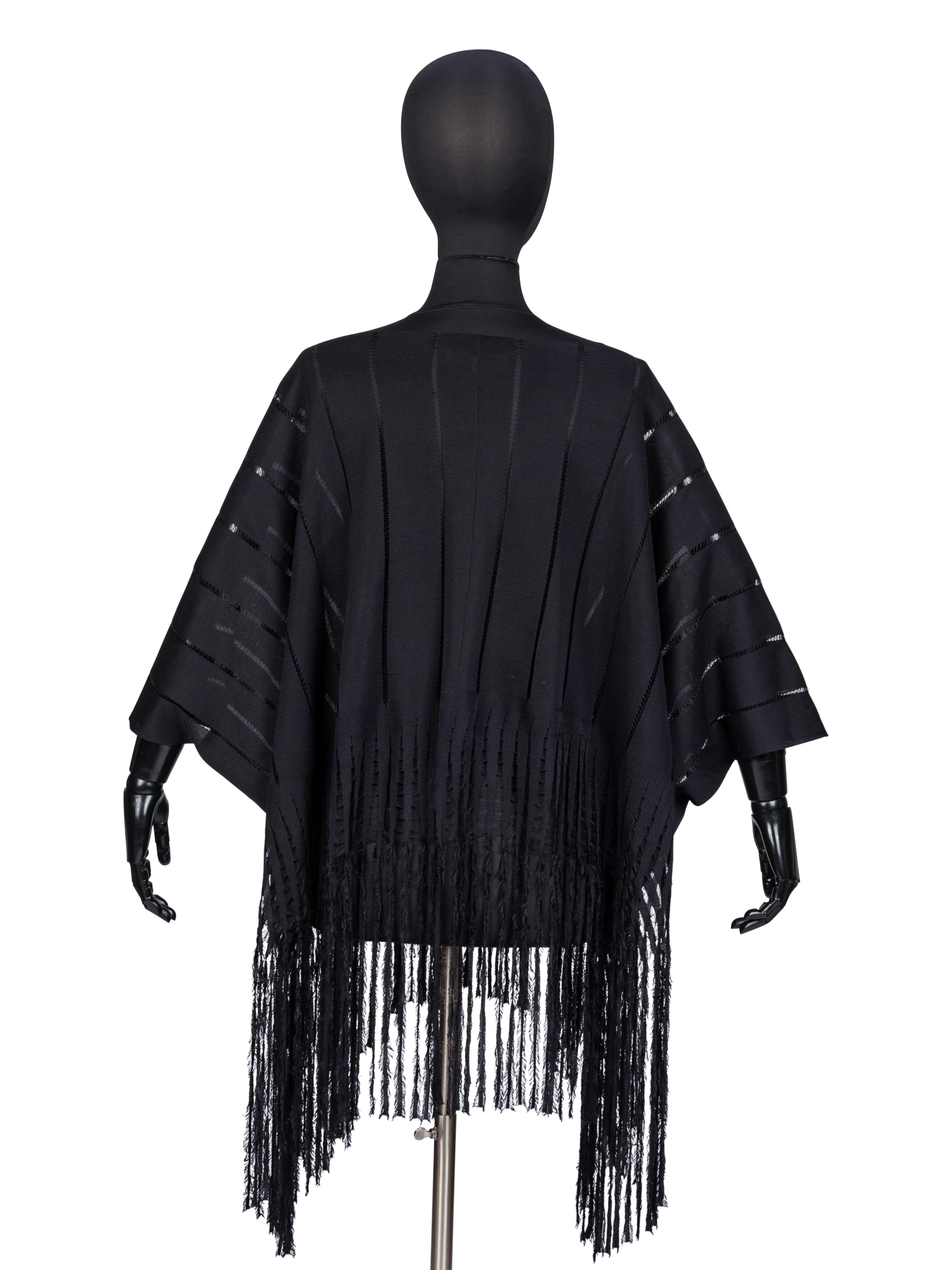 Yves Saint Laurent, Black Fringed Silk Poncho