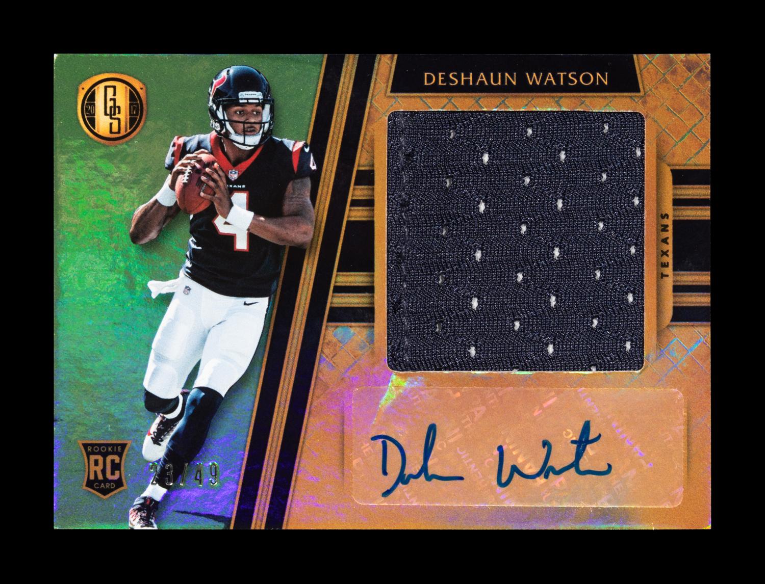 A 2017 Panini Gold Standard Deshaun Watson Jumbo Patch Signed Autograph Rookie Card (23/49)